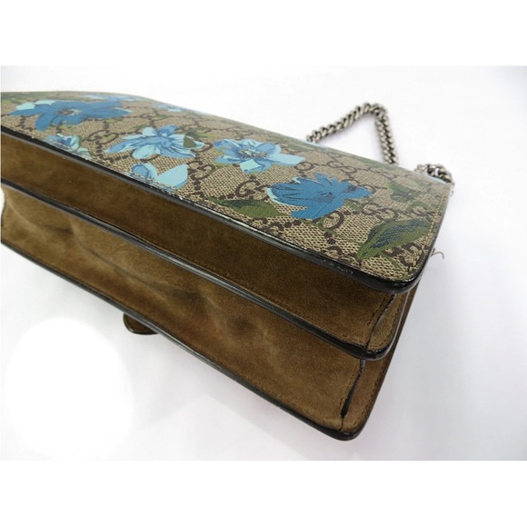 Gucci Beige and Blue Floral Shoulder Bag - Picture 7 of 16